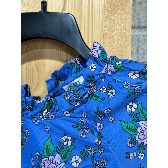 J. Crew Womens Floral Blue Short Sleeve Dress Size 6 New with Tags Original Pric - Picture 4 of 13